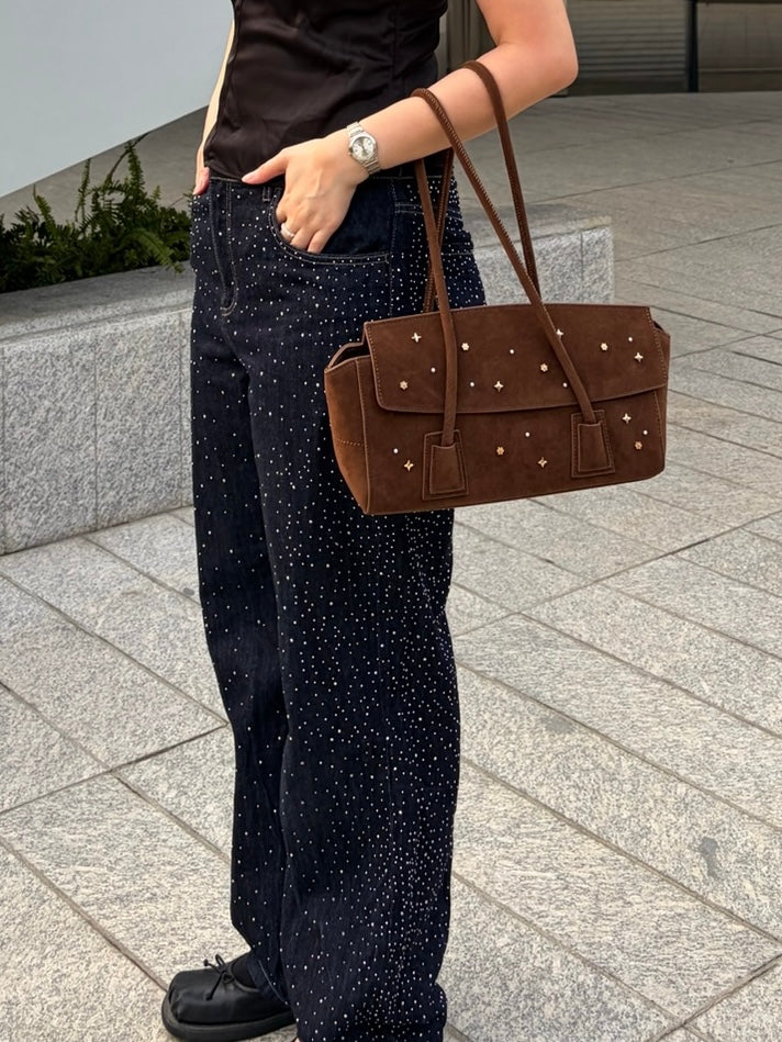 VEGA Clasico 03 Studded Shoulder Bag (Brown)